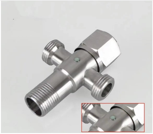 Bathroom Three-Way Angle Stop Valve With Modern Design And Durable 304 Stainless Steel