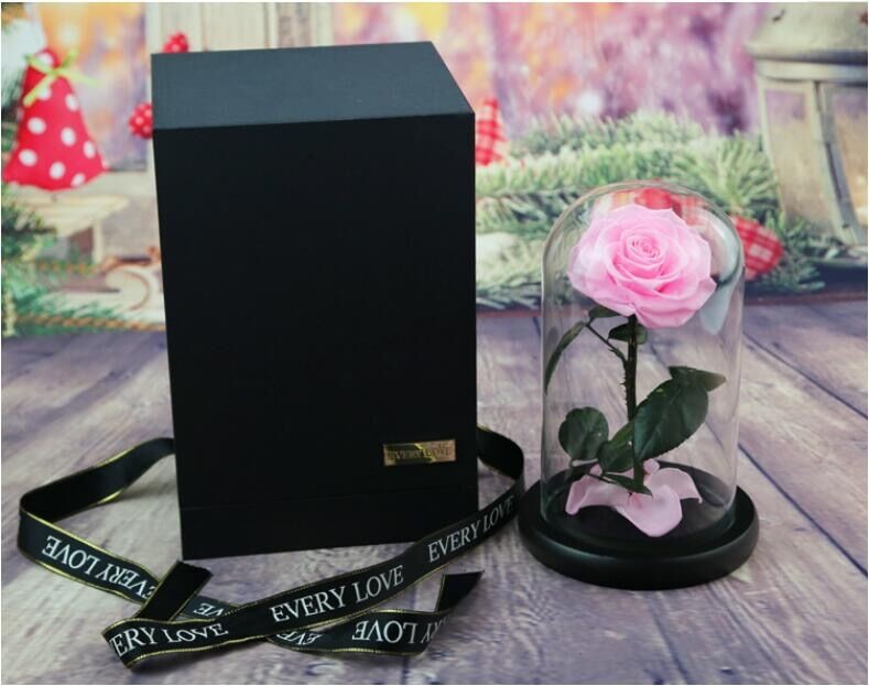 Beautiful Rose Flowers Everlasting Rose Preserved Flower Eternal Rose in Glass