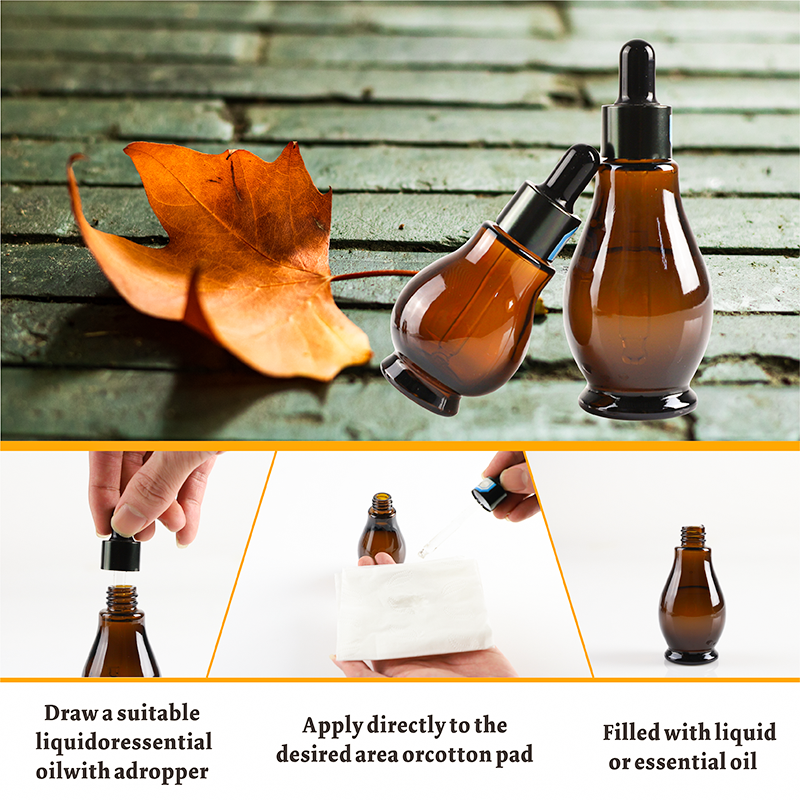 Essential Oil Amber Cosmetic Packaging With Glass Dropper 15ml