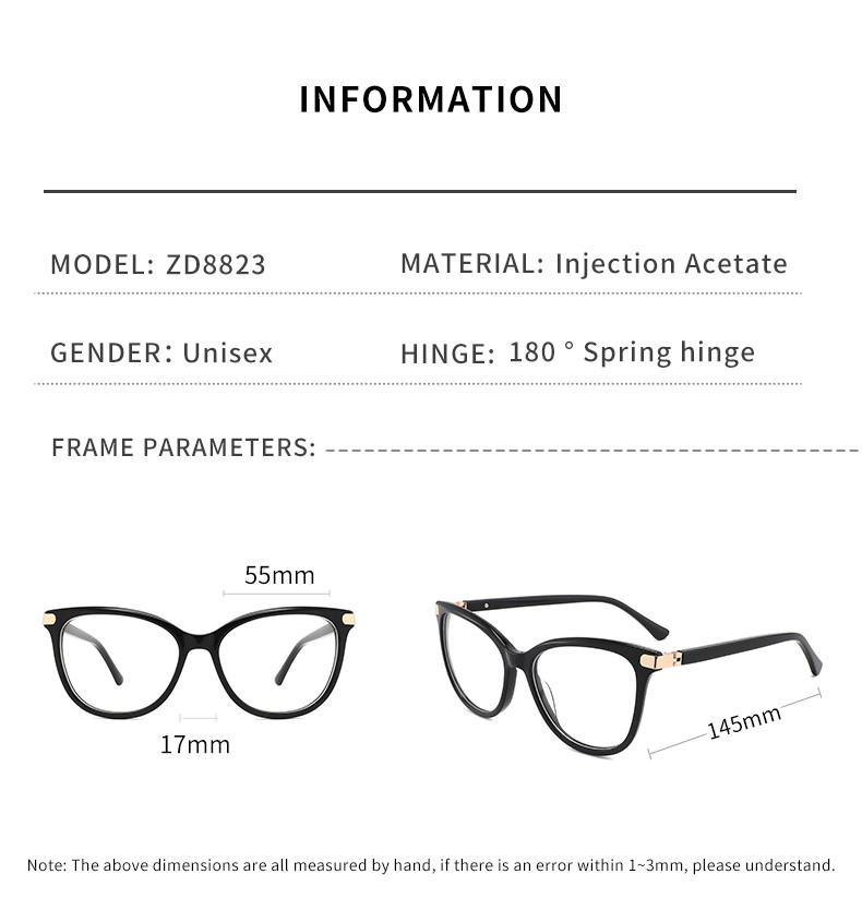 Full Rim Acetate Optical Frames Glasses OEM Eco Friendly With Flexible Spring Hinge