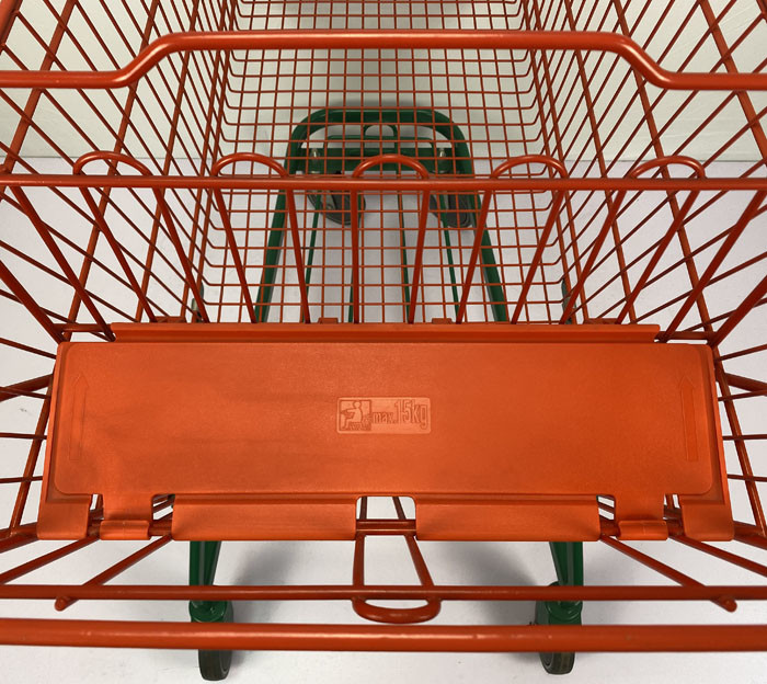 210L German Type Warehouse Shopping Trolley Cart Red And Green With 5 Inch PU Wheels