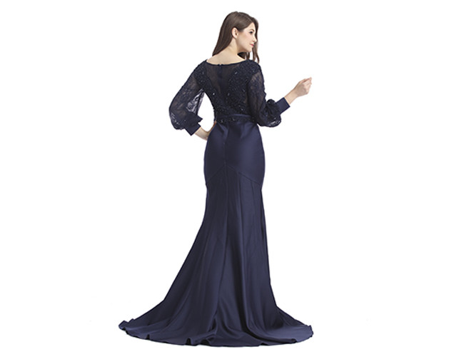 Three Quarter Sleeve Sexy Women Arabic Wedding Party Dresses Mermaid Style