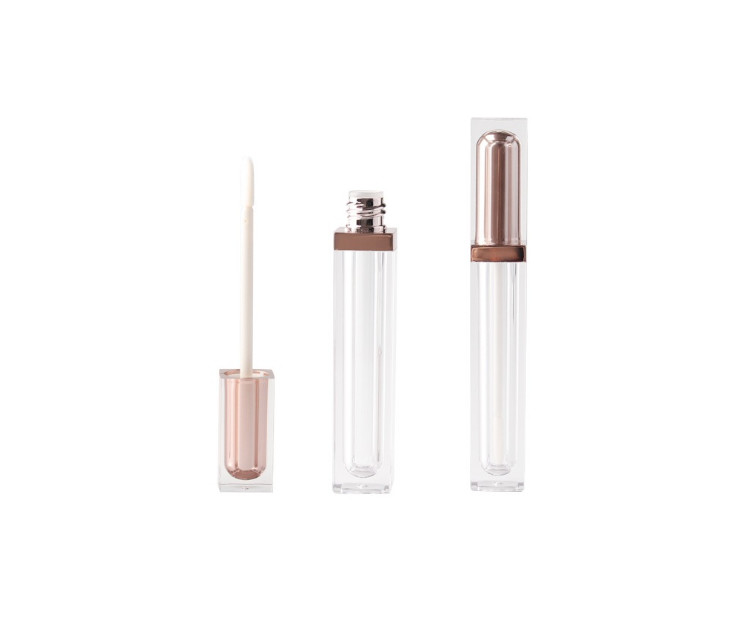 DIY Logo 5ml Rose Gold Lip Gloss Brush Tubes Empty Bottle High Pigment