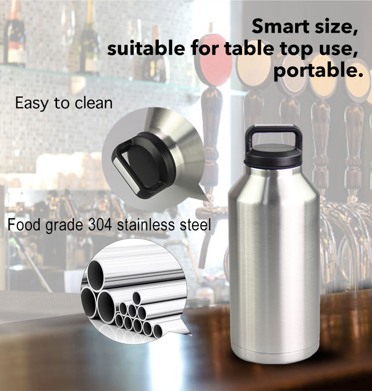 Double Wall 64 Ounce Stainless Steel Water Bottle With Chug Cap