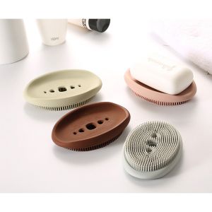 China FDA Multifunctional Silicone Soap Box With Cleaning Brush on sale