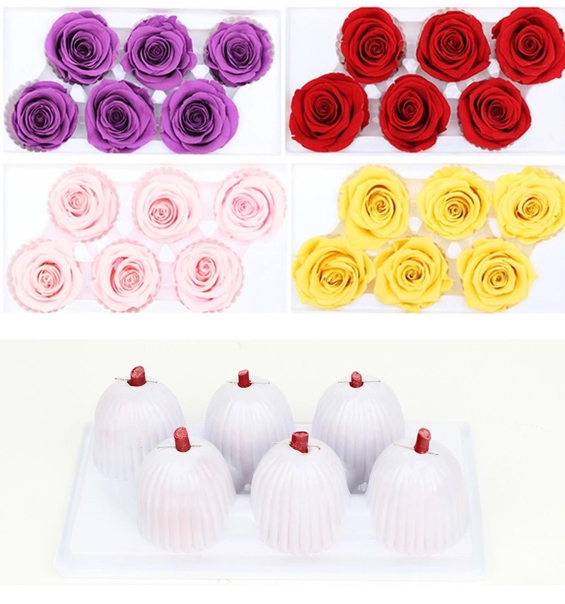 6 Buds/Box 5-6cm Artificial Preserved Rose Heads For Wedding