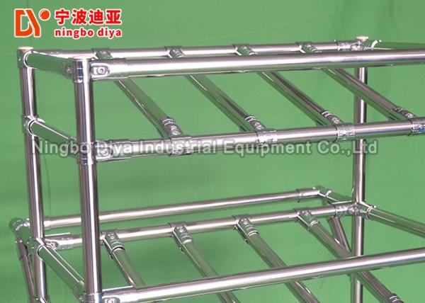 Stainless Steel Pipe Racking System , Rolling Utility Cart For Turnover Shelf