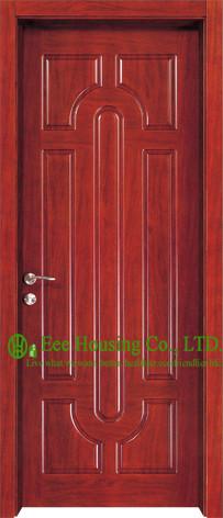 MDF Solid Core Veneer Wood Door With Frame Moulding For Main Entrance, Double