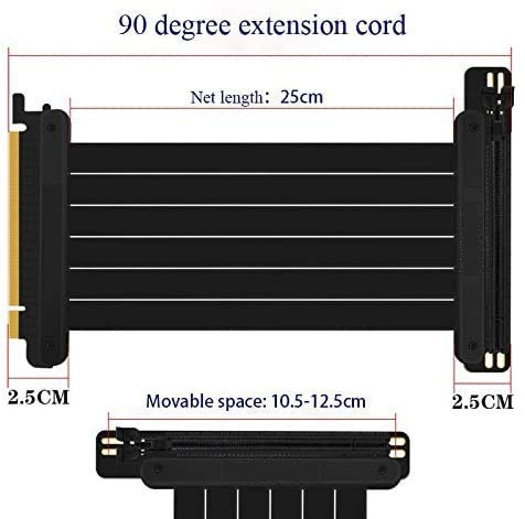 90 Degree High Speed Flexible PCIE Graphics Extension Cable PCI-E 1*16 3.0 Extension Riser Cable Black Extenders Cards