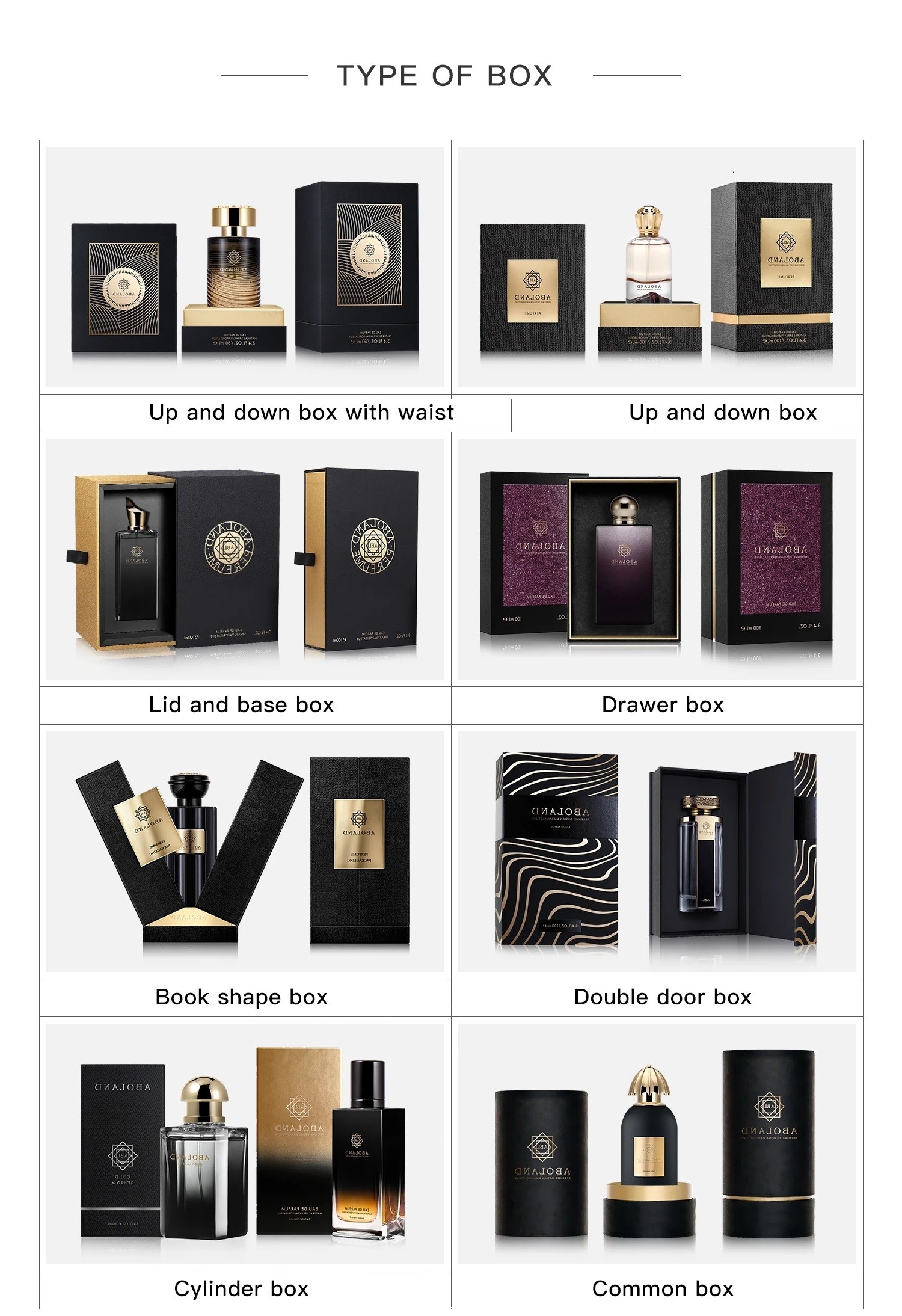 Customize Perfume Box Design Logo Perfume Box Packaging Glass Perfume Bottle