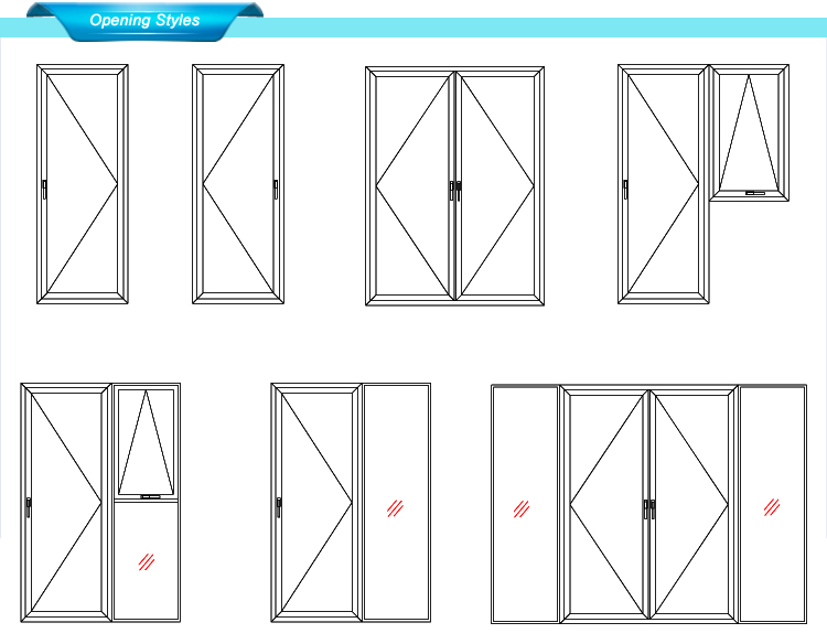 KDSBuilding High Quality Double Tempered Glass Aluminum Toilet Casment Single Swing Door For House