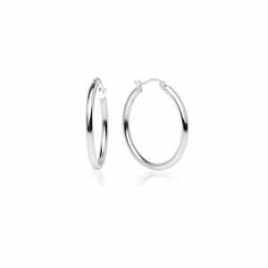 China OEM ODM 925 Sterling Silver High Polished Round-Tube Click-Top Hoop Earrings For Women on sale