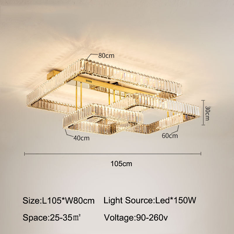 Luxury Living Room Smart Led Chandelier Modern Hall Glossy K9 Crystal Ceiling Chandelier(WH-CA-104)