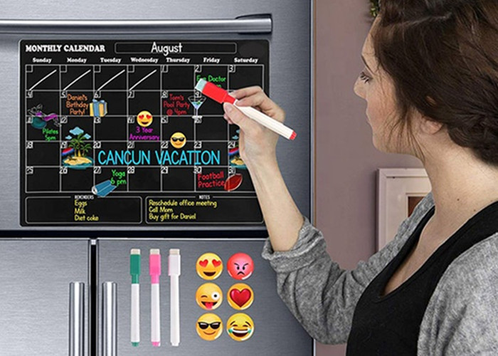 Dry Erase Chalkboard Magnetic Weekly Planner, Kitchen Fridge Magnet Calendar