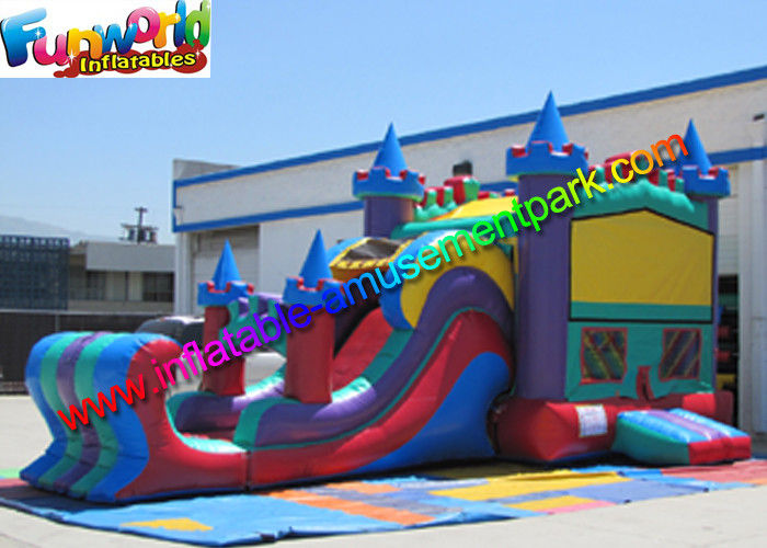 Colorful Kids Crazy Inflatable Bouncer Slide Jumping Castle With Turrets