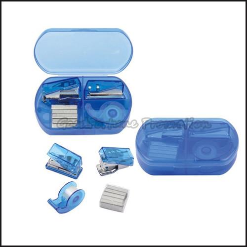 printed logo Eco Abs multifunctional stationery set stapler punch adhesive tape