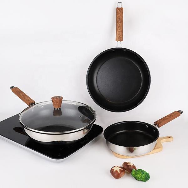 Hot Sale 4 Piece Kitchen Non Stick Cooking Pan Set Stainless Steel Pot Cooking
