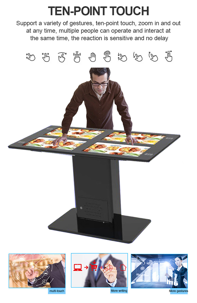 Stand  LED LCD interactive touch table with embedded mini PC Winows Or Android OS for advertising game smart table