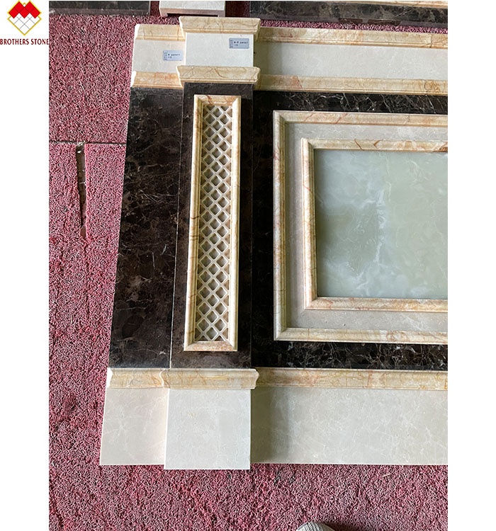 Big Slab Emperador Marble Wall Panel Design Carved Column for Cream Beige Marble Slab
