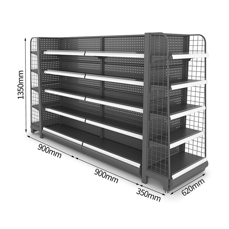 Double Sided Wire Mesh Gondola Display Rack Shelf Grocery Supermarket Shelves