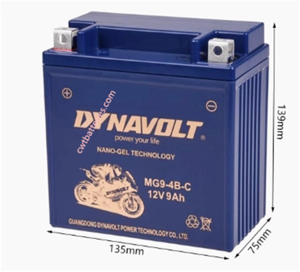 DYNAVOLT MG9-4B-C BATTERY 12V 9Ah for Motorcycle Maintenance Free Gel Series