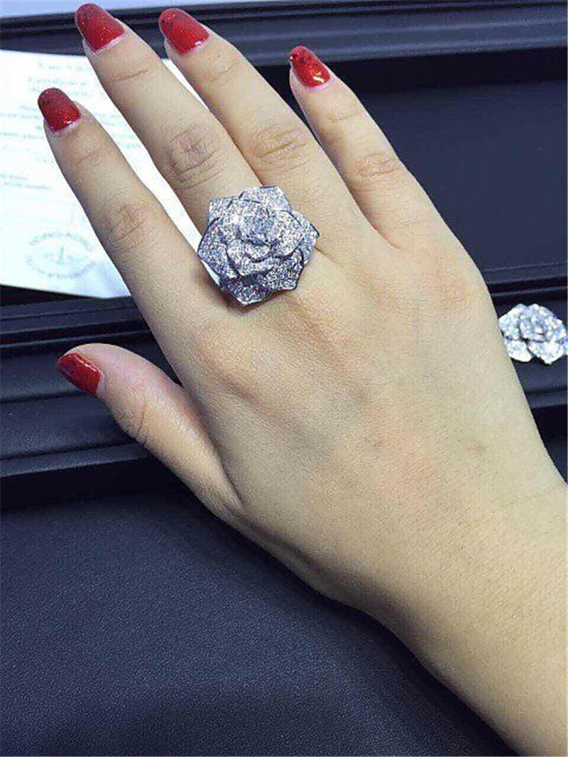 P Rose ring 18k gold white gold yellow gold rose gold diamond ring Jewelry factory in Shenzhen, China