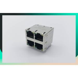  PBT Housing 2X2 RJ45 Modular Jack With Gigabit Transformer Manufactures