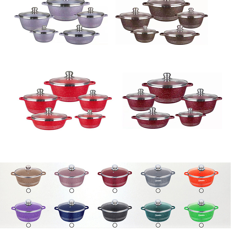 Home Kitchen Aluminum Cookware Set 10 Pieces With Tempered Glass Lid