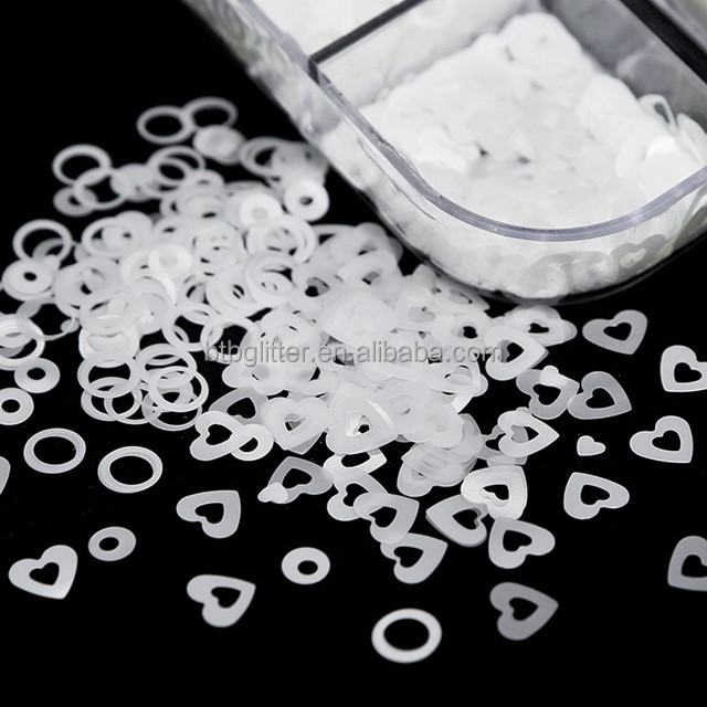 Custom Glitter Heart-Shaped White Lucency Nail Art Glitter Using Ritual Winter Garnet Saltstone A Must-Have for Earth Day