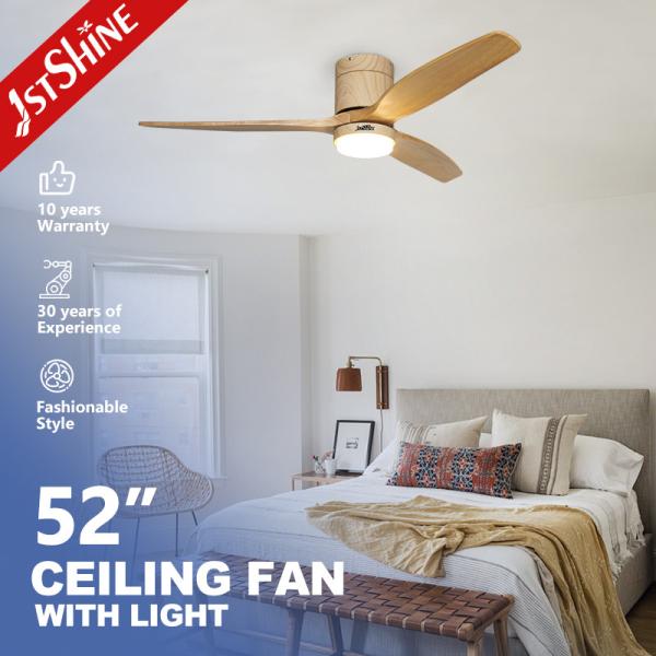 52 Inch Solid Wood Blades AC Motor LED Ceiling Fan Lighting for Home Office