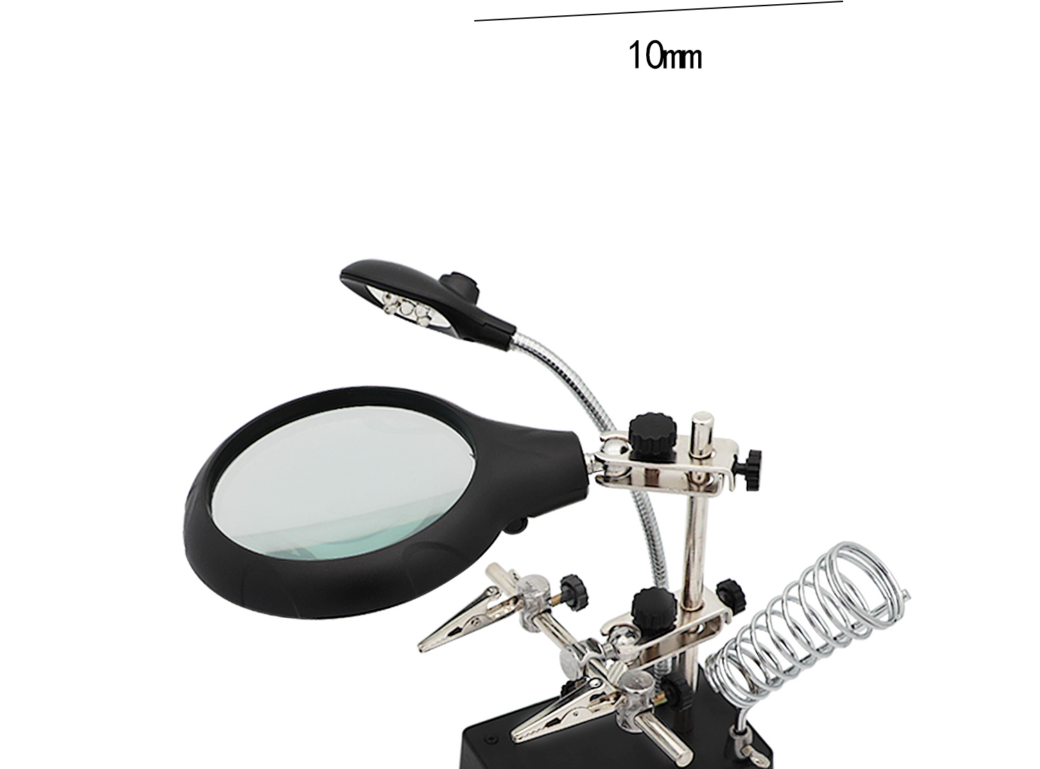 TOKTOS Magnifying Glass For Workbench With LED Light 3.5X-12X Lens Auxiliary Clip