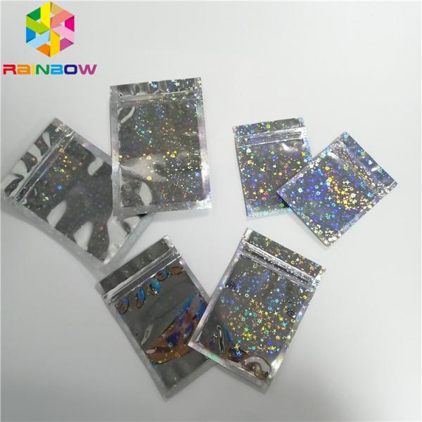 Hologram Foil Pouch Packaging Heat Seal Star Flash Mylar Plastic Three Side Seal