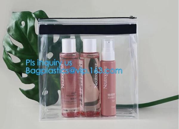 Slider Zipper Packing hologram pvc plastic storage cosmetic bag, 200 micron