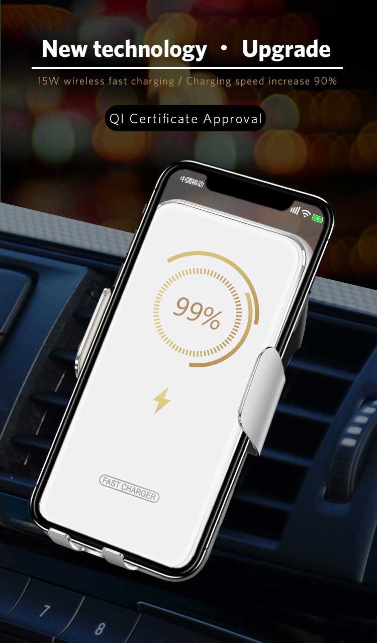 Air Vent Auto-Clamping Infrared Sensor Wireless Car Charger Mount Phone Holder