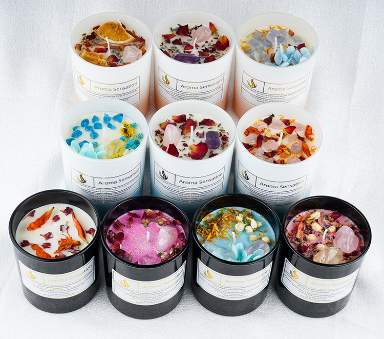 Birthdays Weddings Glass Jar Scented Soy Wax Candles With Healing Crystal Aromatherapy