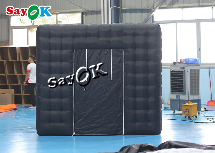Event Booth Displays Single Door Portable Inflatable Cube Photo Booth Air Tent With LED Lights