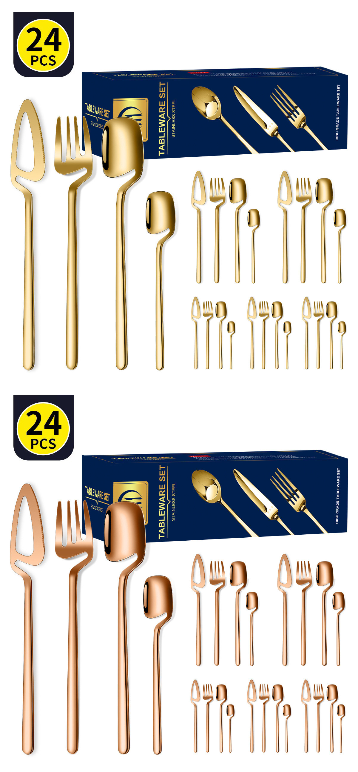 Stainless Steel Cutlery Set 24 Piece Wall-mounted Tableware Set Western Restaurant Hotel Set Gift Box