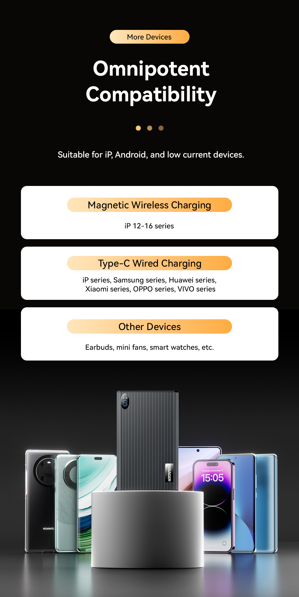 ESSAGER ES-D017 Series Wireless Charging Power Bank 10000mah Ultra Thin Fast Charging