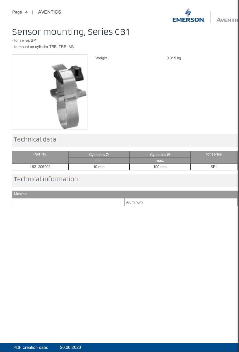 AVENTICS Series CP1 Pneumatic Proximity Sensor Aluminum To Mount On Cylinder