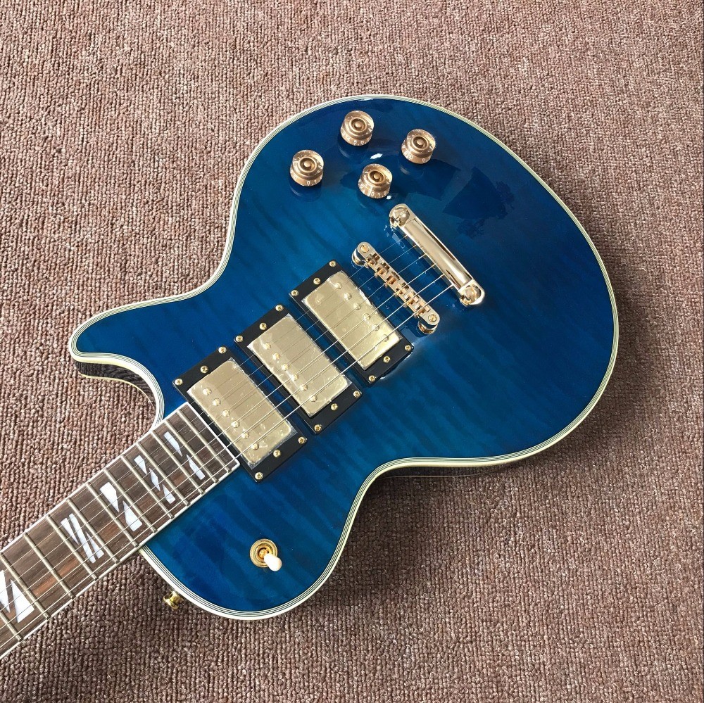 Wholesale and Hot selling OEM Custom blue L-P superme electric guitar