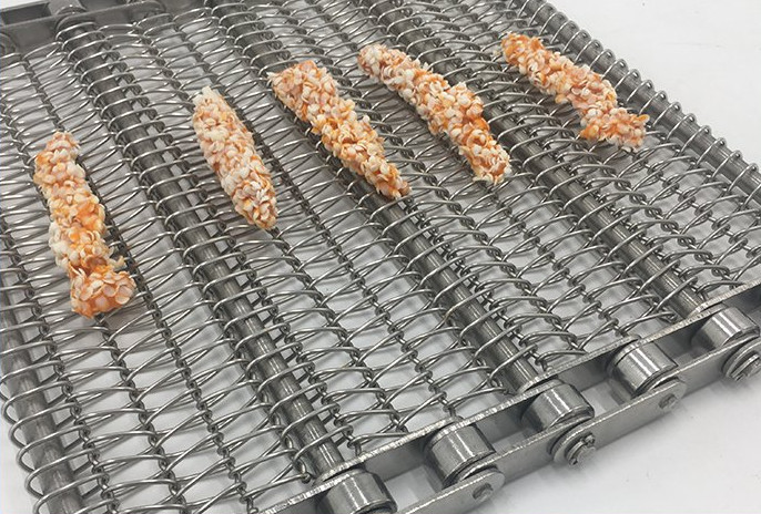 304 316 Stainless Steel Chain Link Spiral Wire Mesh Conveyor Belt Food Grade