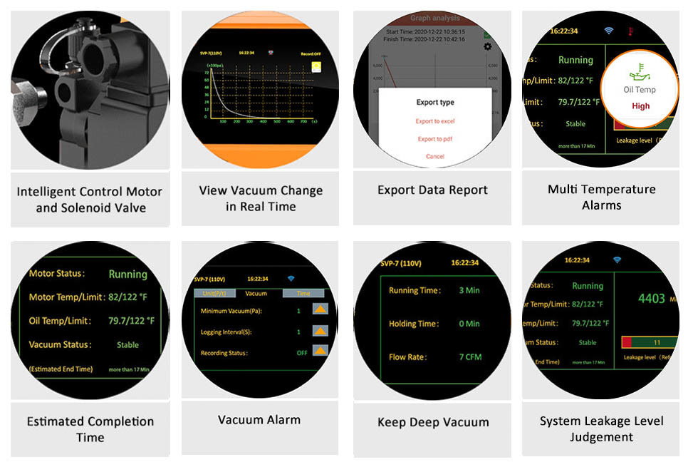 SVP-7 HVAC 7 Cfm Vacuum Pump 0.75 HP Dual Stage With Touch Screen