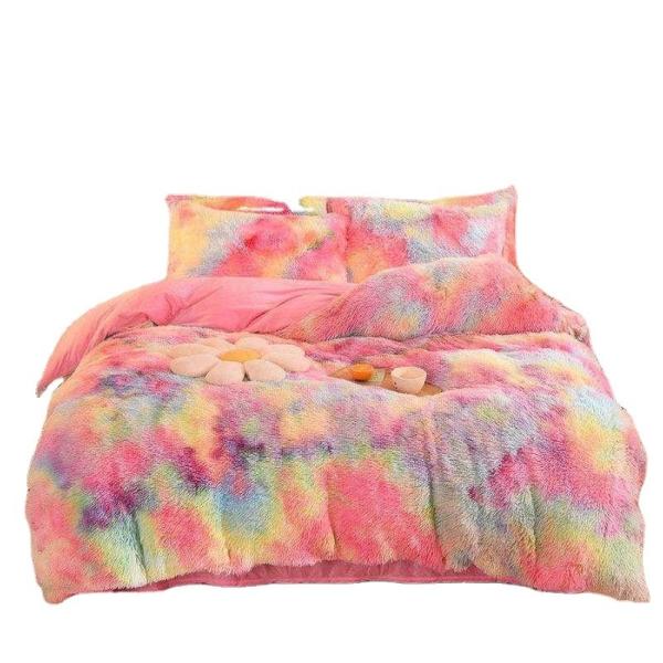 Fluffy Plush Faux Fur Velvet Shaggy Queen King Size Duvet Cover Bedding Set