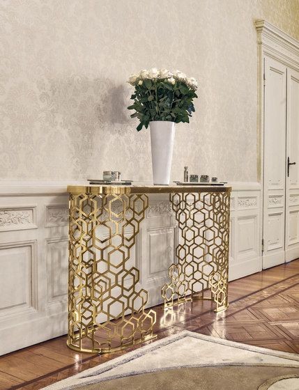 White Rectangular Stylish Tea Table Luxury Arrow Console In Gold 150X45X80