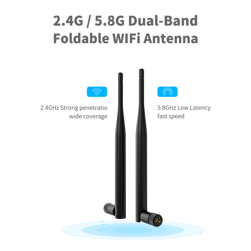 5dbi WiFi6E Antenna with Customized Connector Type 2.4GHz 5.8GHz 7.125GHz in Black