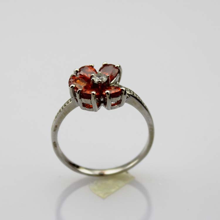 Women Jewelry 925 Silver Amethyst Cubic Zircon Flower Ring (R117)