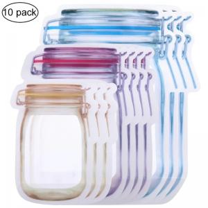 China Factory Price Mason Jar Shape Storage Bags Snacks Candy Fresh Zipper Seal Food  Reusable Stand-up Organizer on sale