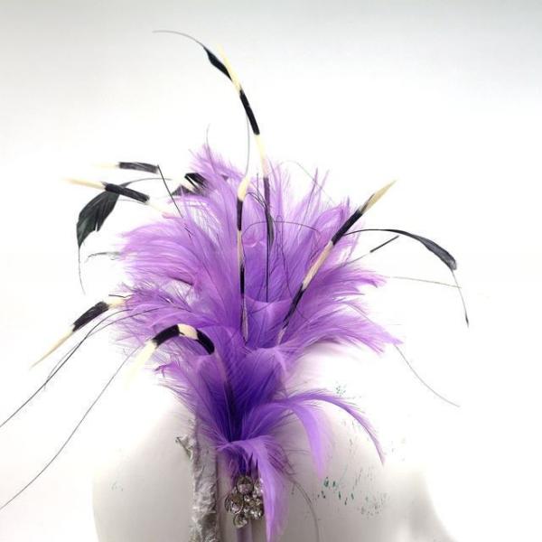Hackle Feather Fascinator Headband Flower Millinery Supplies For Party Hair