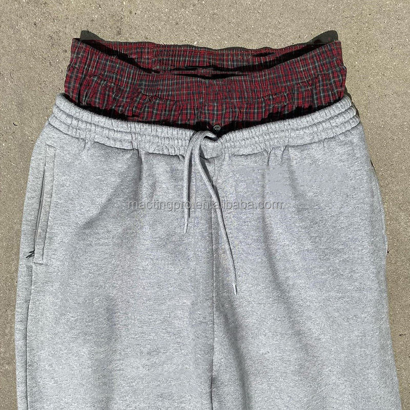 Custom Wide Leg Sweat Pants Cotton French Terry Double Waist Straight Trackpants for Men