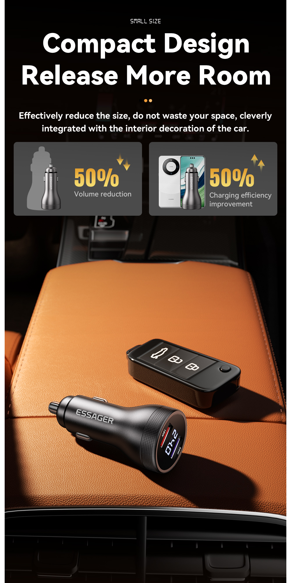 ESSAGER ES-CC18 Series 73W USB-A Car Cell Phone Charger Outlet Quick Car Charger